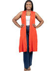 Long Sleeveless Plus Size Cardigan Vest