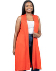 Long Sleeveless Plus Size Cardigan Vest
