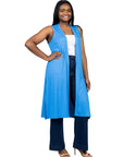 Long Sleeveless Plus Size Cardigan Vest