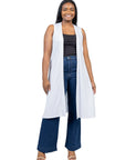 Long Sleeveless Plus Size Cardigan Vest