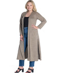 Long Duster Open Front Plus Size Knit Cardigan