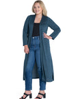 Long Duster Open Front Plus Size Knit Cardigan