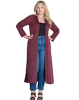 Long Duster Open Front Plus Size Knit Cardigan