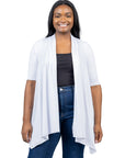 Elbow Length Sleeve Open Front Plus Size Cardigan