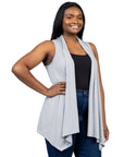 Plus Size Asymmetric Open Front Cardigan