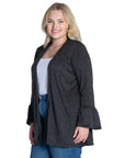 Knit Bell Sleeve Plus Size Open Cardigan