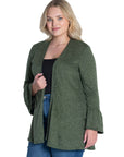Knit Bell Sleeve Plus Size Open Cardigan