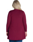 Long Sleeve Mid Thigh Open Front Plus Size Cardigan with Grommet Details