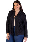 Plus Size Single Button Front Long Sleeve Womens Cardigan