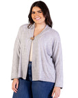 Plus Size Single Button Front Long Sleeve Womens Cardigan