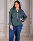 Plus Size Single Button Front Long Sleeve Womens Cardigan