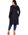 Plus Size Knee Length Long Sleeve Hooded Womens Cardigan Shrug