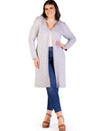 Plus Size Knee Length Long Sleeve Hooded Womens Cardigan Shrug