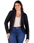 Plus Size Curved Hem Open Front Long Womens Bolero Shrug