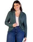 Plus Size Curved Hem Open Front Long Womens Bolero Shrug