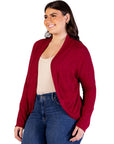 Plus Size Curved Hem Open Front Long Womens Bolero Shrug