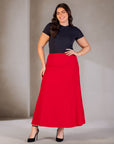 Womens Comfortable Fit Elastic Waist Plus Size Maxi Skirt