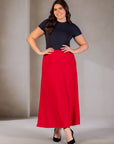 Womens Comfortable Fit Elastic Waist Plus Size Maxi Skirt