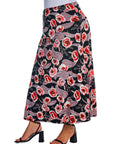 Black and Red Floral Plus Size Maxi Skirt