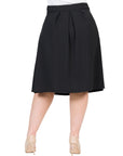 Classic Plus Size Knee Length Black Skirt With Pockets