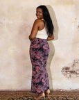 Plus Size Paisley Print Fold Over Waist Maxi Skirt