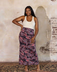 Plus Size Paisley Print Fold Over Waist Maxi Skirt