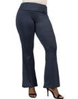 Black Bell Bottom Foldover Waist Plus Size Sweatpants