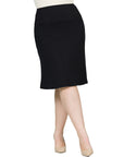 A Line Elastic Waist Knee Length Plus size Skirt
