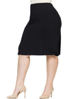 A Line Elastic Waist Knee Length Plus size Skirt