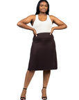 A Line Elastic Waist Knee Length Plus size Skirt