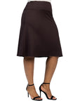 A Line Elastic Waist Knee Length Plus size Skirt