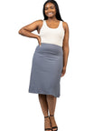 A Line Elastic Waist Knee Length Plus size Skirt
