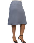 A Line Elastic Waist Knee Length Plus size Skirt