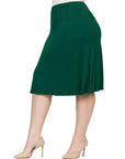 A Line Elastic Waist Knee Length Plus size Skirt