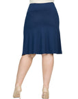 A Line Elastic Waist Knee Length Plus size Skirt