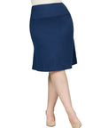 A Line Elastic Waist Knee Length Plus size Skirt