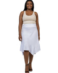Plus Size Solid Color Knee Length Elastic Waist Handkerchief Skirt