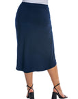 Solid Color Knee Length Plus Size Tulip Skirt
