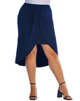 Solid Color Knee Length Plus Size Tulip Skirt
