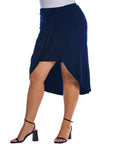 Solid Color Knee Length Plus Size Tulip Skirt