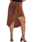 Solid Color Knee Length Plus Size Tulip Skirt