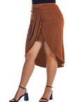 Solid Color Knee Length Plus Size Tulip Skirt