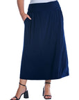 Foldover Plus Size Maxi Skirt With Pockets