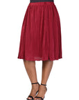 Plus Size Elegant Accordion Pleated Elastic Waistband Party Midi Skirt