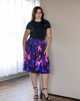 Plus Size Multicolor Accordion Pleated Elastic Waistband Party Midi Skirt