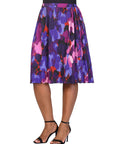 Plus Size Multicolor Accordion Pleated Elastic Waistband Party Midi Skirt
