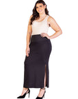 Plus Size Versatile Side Slit Elastic Waist Maxi Skirt