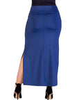 Plus Size Versatile Side Slit Elastic Waist Maxi Skirt