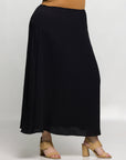 24seven Comfort Apparel Plus Size Elastic Waist A Line Maxi Skirt