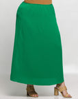24seven Comfort Apparel Plus Size Elastic Waist A Line Maxi Skirt